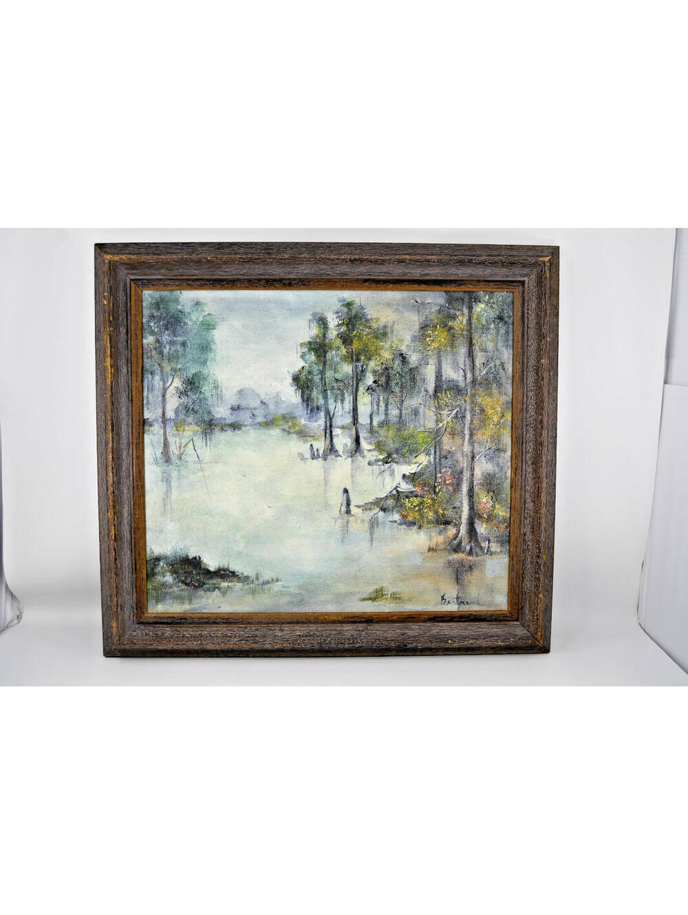 Louisiana Artist Mary Bertrand Original Oil Painting Swamp Bayou Cypress Haunt